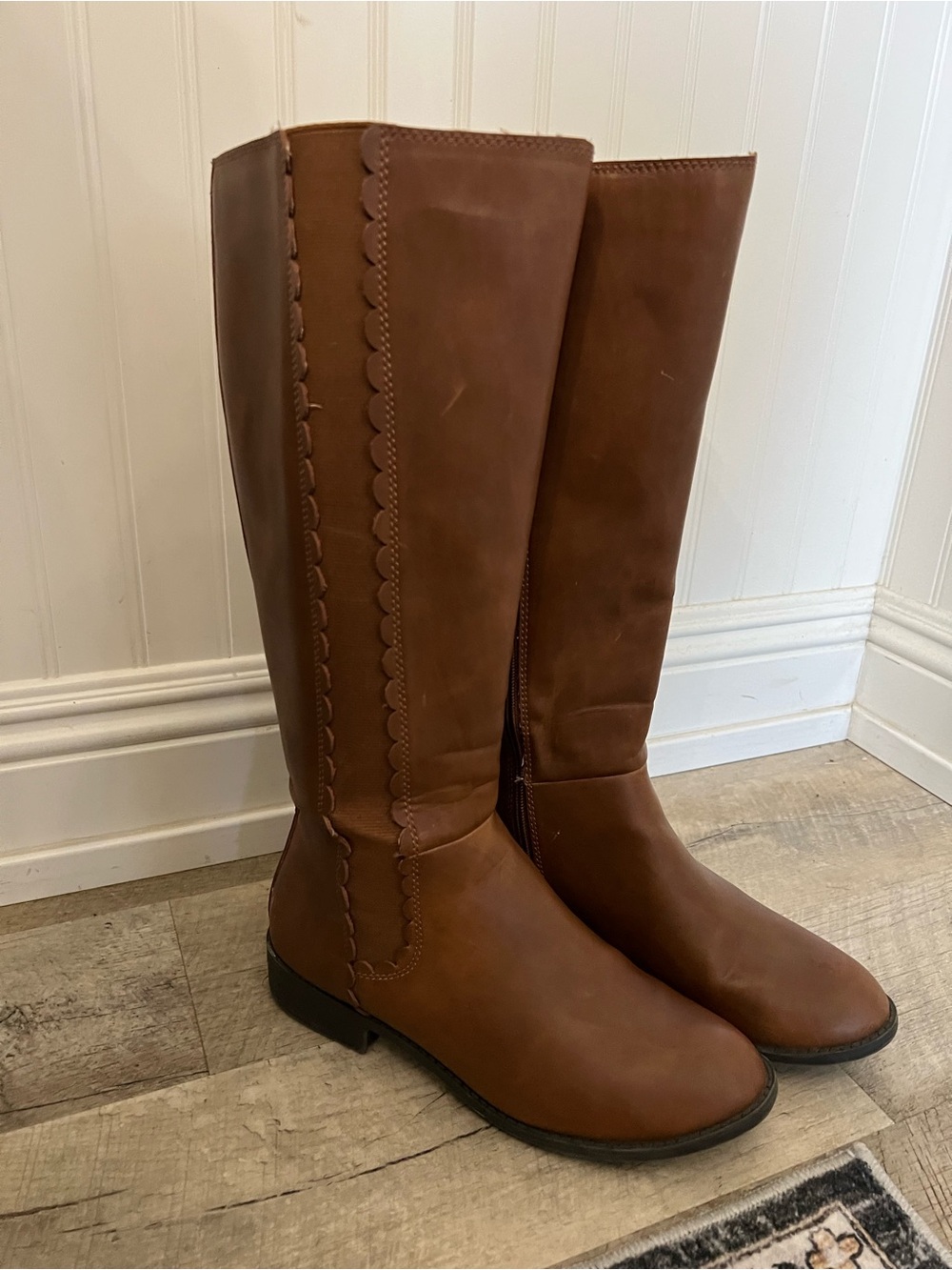 Women's Tall Brown Leather Riding Boots